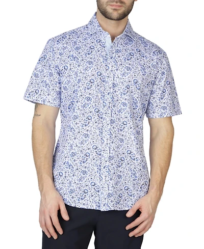 Tailorbyrd Men's Floral Paisley Knit Short Sleeve Shirt
