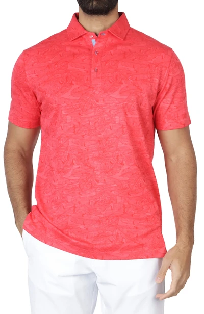 Tailorbyrd Men's Slub Micro Pique Tonal Floral Printed Polo Shirt
