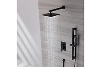 Casainc 10 Inch Wall Mounted Square Shower System Set with Handheld Spray & Slidebar