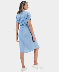 Style & Co Women's Chambray Short-Sleeve Shirt Dress, Created for Macy's