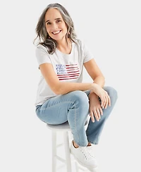 Style & Co Women's Usa Flag Graphic Crewneck T-Shirt, Created for Macy's