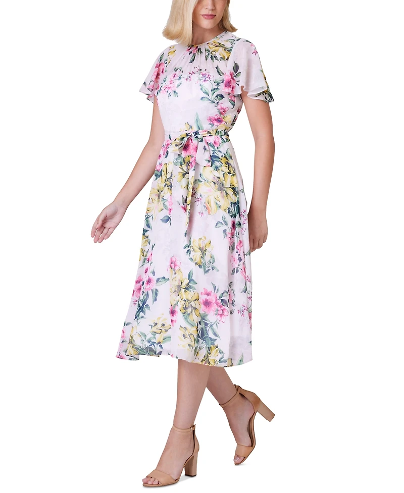 Jessica Howard Women's Printed Chiffon Midi Dress
