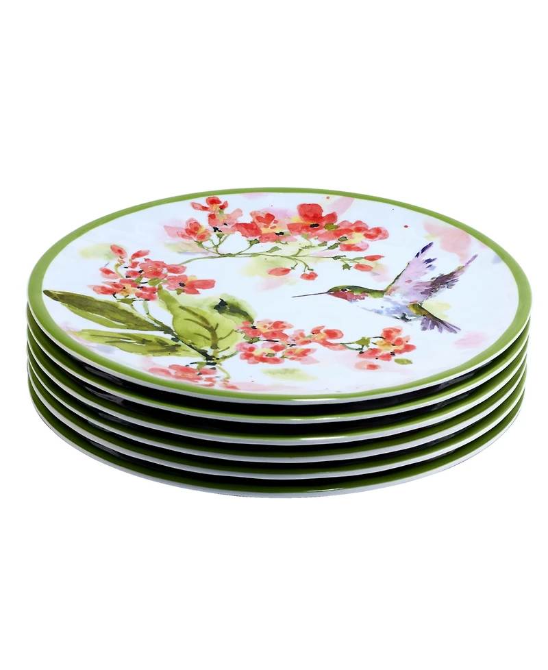 Certified International Hummingbirds Set of 6 Salad Plate 9", Service For 6