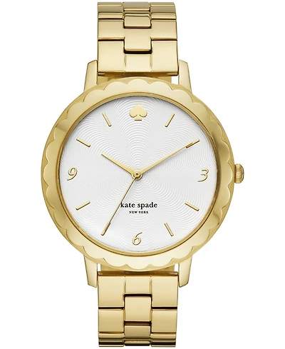 kate spade new york Women's Morningside Scallop Three-Hand Gold-Tone Stainless Steel Watch 38mm, KSW1494