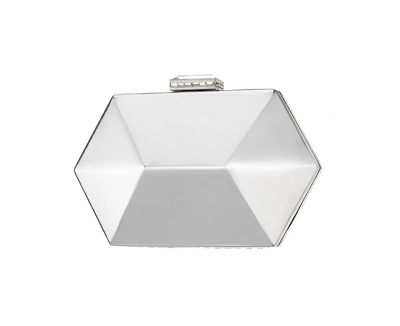 Nina Geometric Mirror Metallic Patent Minaudiere Handbag