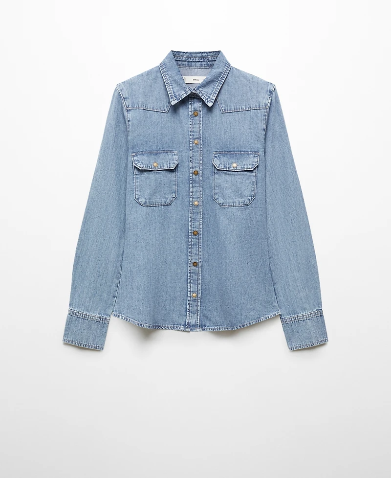 Mango Women's Chest-Pocket Denim Shirt