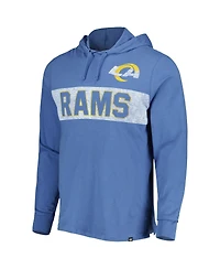 Men's '47 Brand Royal Distressed Los Angeles Rams Field Franklin Hooded Long Sleeve T-Shirt