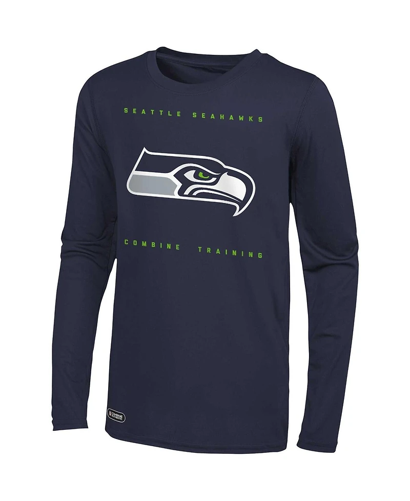 Men's College Navy Seattle Seahawks Side Drill Long Sleeve T-Shirt