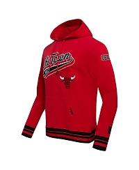 Men's Pro Standard Red Chicago Bulls Script Tail Pullover Hoodie