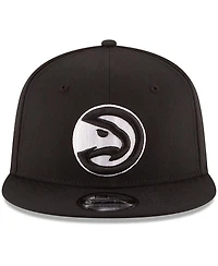 Men's New Era Black Atlanta Hawks Black and White Logo 9FIFTY Adjustable Snapback Hat