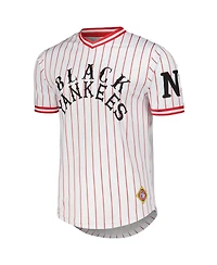 Men's Stitches White Distressed Black Yankees V-Neck Jersey