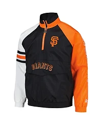 Men's Starter Black, Orange San Francisco Giants Elite Raglan Half-Zip Jacket