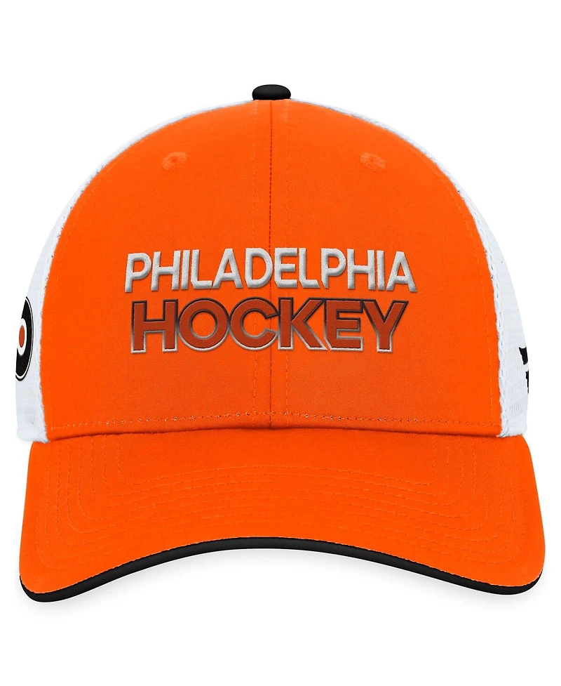 Men's Fanatics Orange Philadelphia Flyers Authentic Pro Rink Trucker Adjustable Hat
