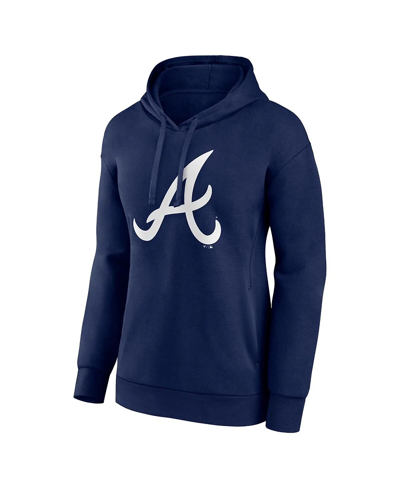 Women's Fanatics Navy Atlanta Braves Logo Pullover Hoodie