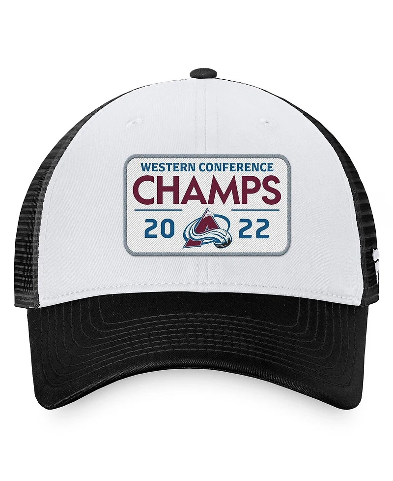 Men's Fanatics Black Colorado Avalanche 2022 Western Conference Champions Locker Room Trucker Adjustable Hat