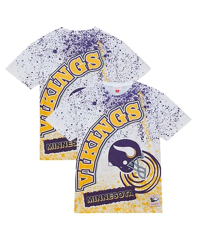 Men's Mitchell & Ness White Minnesota Vikings Team Burst Sublimated T-Shirt