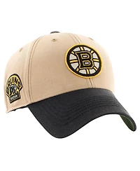 Men's '47 Brand Khaki, Black Distressed Boston Bruins Dusted Sedgwick Mvp Adjustable Hat