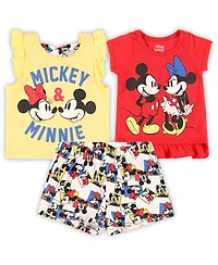 Baby Boys and Girls Minnie Mouse Red, White T-Shirt Shorts Set