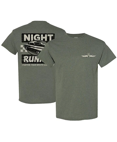 Men's Checkered Flag Sports Heather Green Nascar Night Runnin' T-shirt