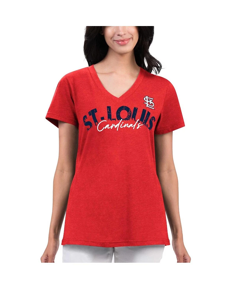 Women's G-iii 4Her by Carl Banks Red Distressed St. Louis Cardinals Key Move V-Neck T-shirt