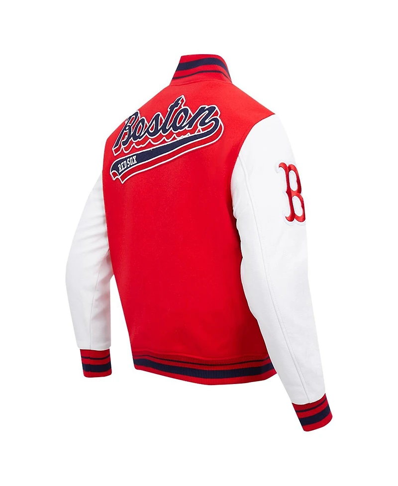 Men's Pro Standard Red Boston Sox Script Tail Wool Full-Zip Varity Jacket