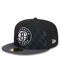Men's New Era Black Brooklyn Nets 2024 Nba All-Star Game Rally Drive Checkerboard 59FIFTY Crown Fitted Hat