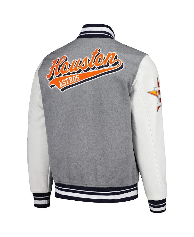 Men's Pro Standard Heather Gray Houston Astros Script Tail Wool Full-Zip Varity Jacket