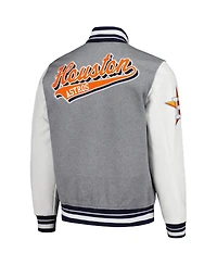 Men's Pro Standard Heather Gray Houston Astros Script Tail Wool Full-Zip Varity Jacket