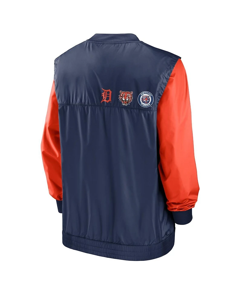 Men's Nike White, Navy Detroit Tigers Rewind Warmup V-Neck Pullover Jacket