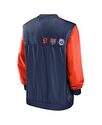 Men's Nike White, Navy Detroit Tigers Rewind Warmup V-Neck Pullover Jacket