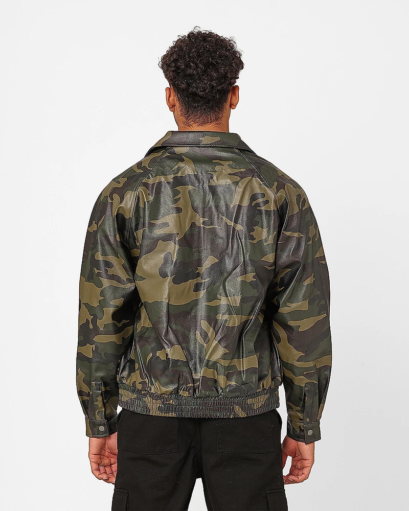Cillian Camo Pu Leather Jacket