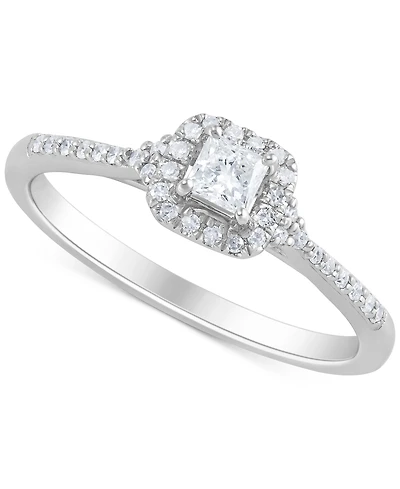 Diamond Princess Halo Ring (1/3 ct. t.w.) in 14k White Gold