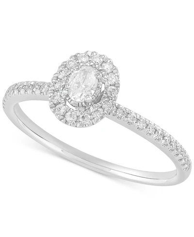 Diamond Oval-Cut Halo Engagement Ring (1/3 ct. t.w.) in 14k White Gold