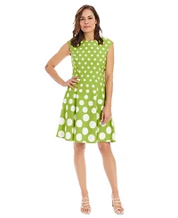 London Times Petite Polka-Dot Fit & Flare Dress