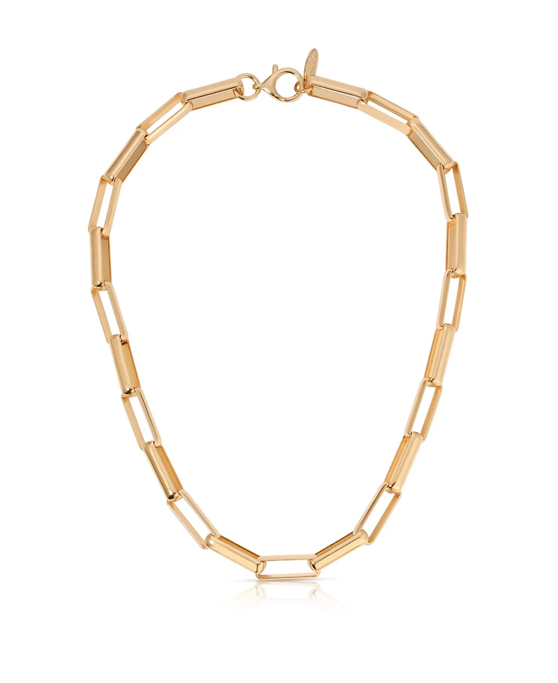Ettika 18k Gold Plated Rectangular Link Necklace