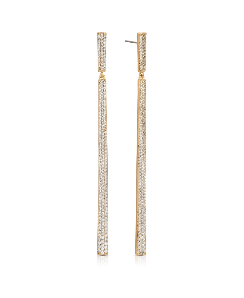 Ettika Straight Drop 18k Gold Plated Crystal Dangle Earrings