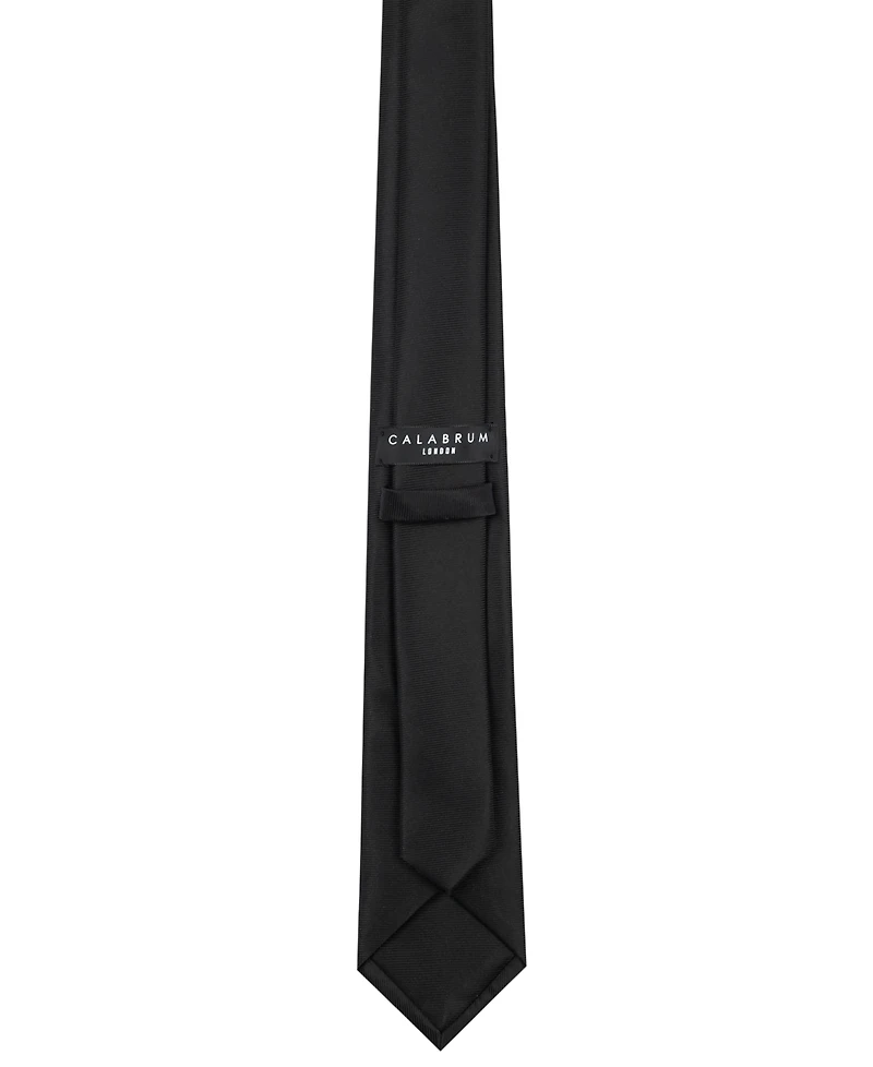 Calabrum Men's Slim Solid Black Tie