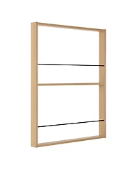 Danya B Steiner Square Modern 2-Tier Kids Book or Toy Figure Display Unit Wall Mounted Bookshelf with Contrasting Black Rods