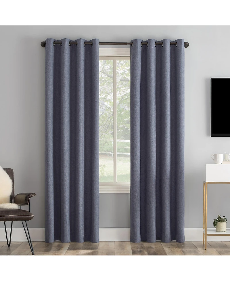 Tresello Tonal Texture Draft Shield Fleece Insulated 100% Blackout Grommet Curtain Panel