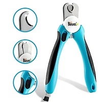 Boshel Dog Nail Clippers and Trimmer + Nail File - Safety Guard to Avoid Over-cutting Nails - Razor Sharp Blades - Professional Home Grooming Tool