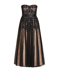 Plus Embroidered Tulle Maxi Dress