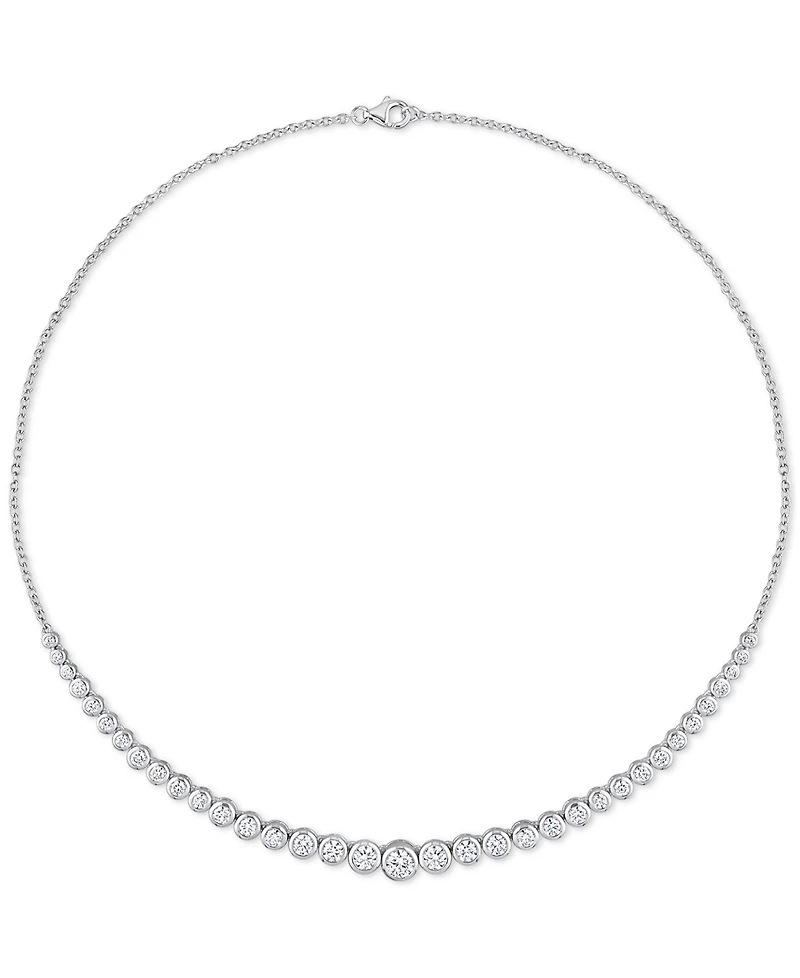 Moissanite Graduated Bezel 17" Tennis Necklace (4-5/8 ct. t.w.) in Sterling Silver