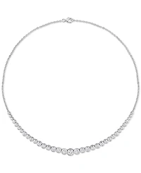 Moissanite Graduated Bezel 17" Tennis Necklace (4-5/8 ct. t.w.) in Sterling Silver