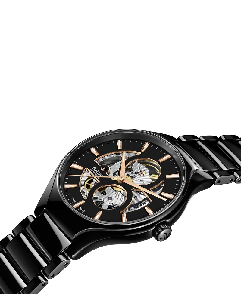 Rado Unisex Swiss Automatic True Black High-Tech Ceramic Bracelet Watch 40mm