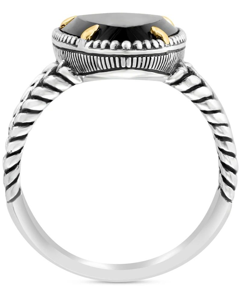 Effy Onyx Elongated Teardrop Statement Ring in Sterling Silver & 18k Gold
