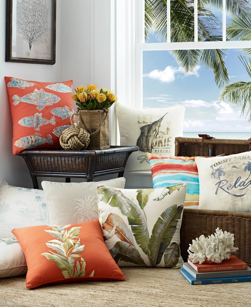 Tommy Bahama Home Birds Of Paradise Cotton Canvas Decorative Pillow, 20" x 20"