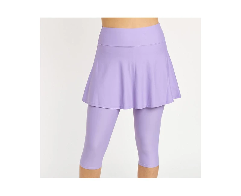 Calypsa Women's Flared Swim Skort With Capri Leggings