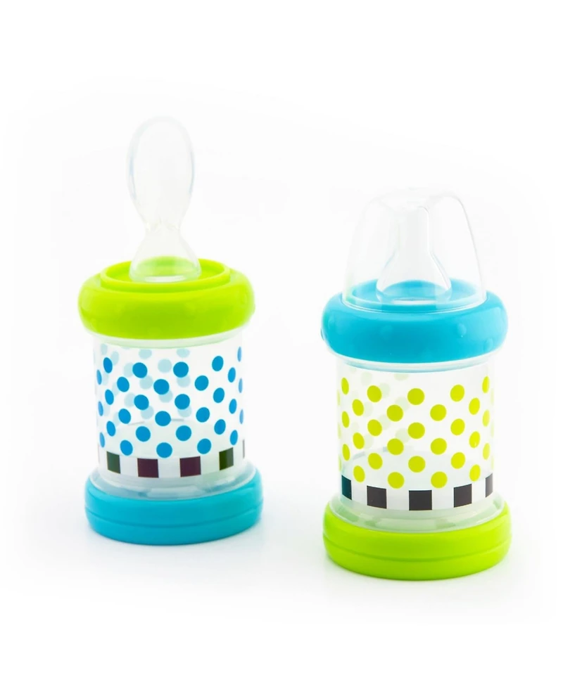Sassy Baby Food Nursery 4+ Months Set of 2- 4oz 100% Silicone Nipple and Spoon