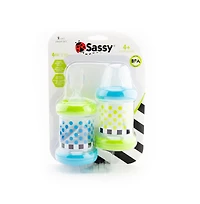Sassy Baby Food Nursery 4+ Months Set of 2- 4oz 100% Silicone Nipple and Spoon