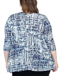 24seven Comfort Apparel Plus 3/4 Length Sleeve Open Cardigan